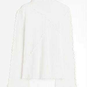 NWT: White Overlock-detail Rib-knit Top, H&M, size M